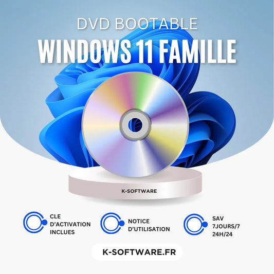 DVD bootable Windows 11 Famille K Software Informatique