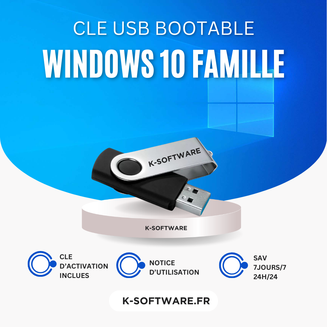 CLE USB bootable Windows 10 Famille