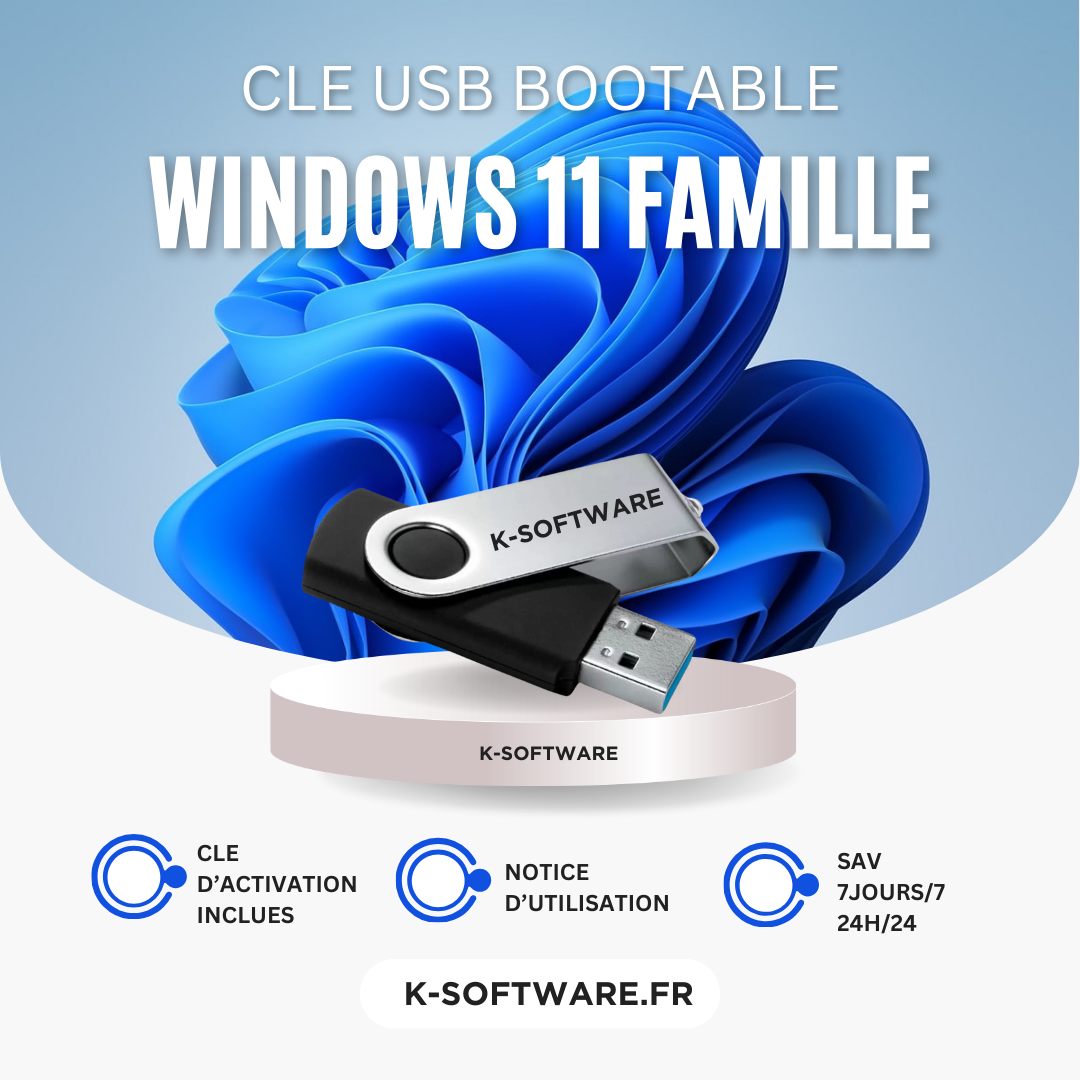 CLE USB bootable Windows 11 Famille